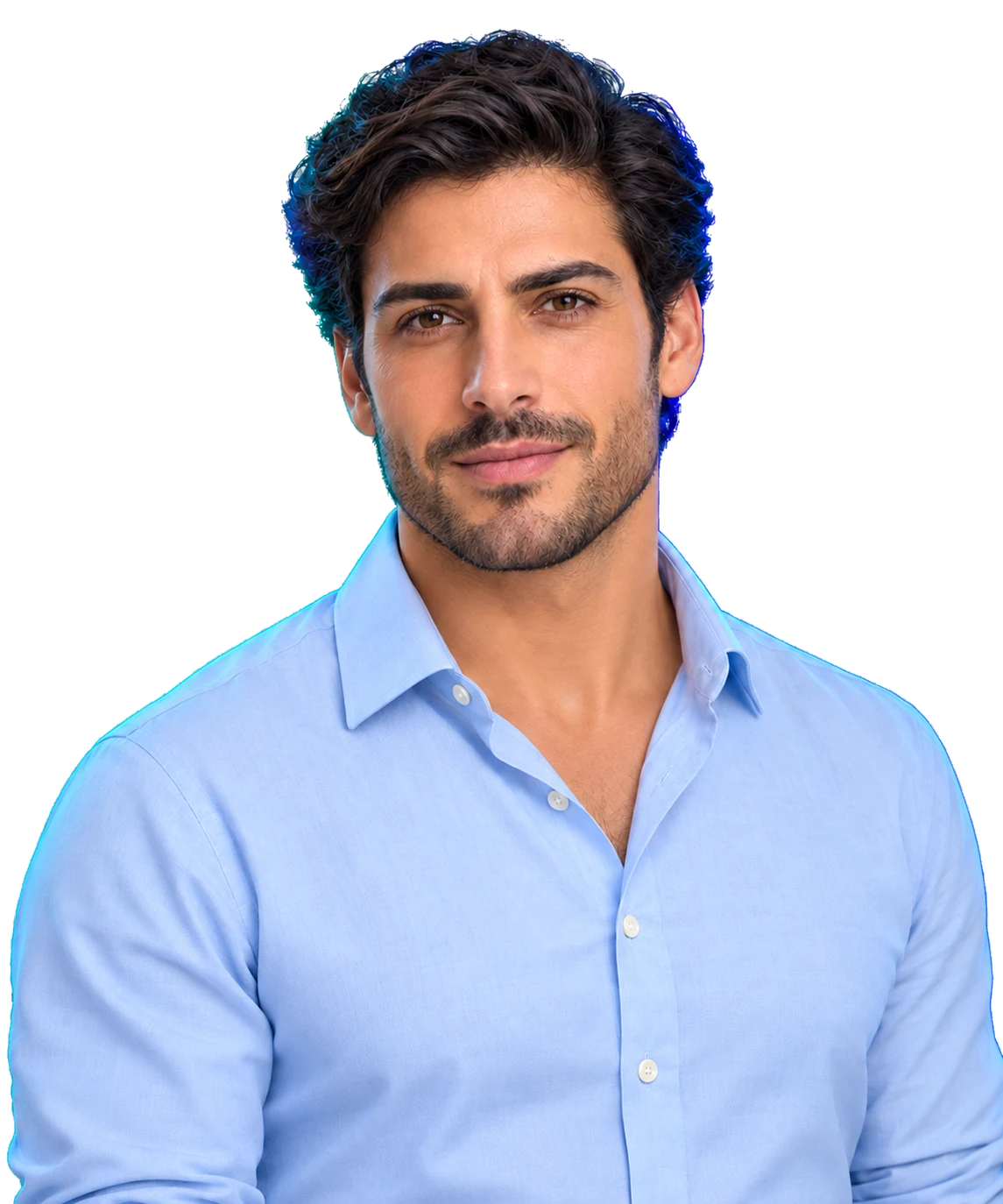 Modelo masculino que representa la valoración capilar y la tricología