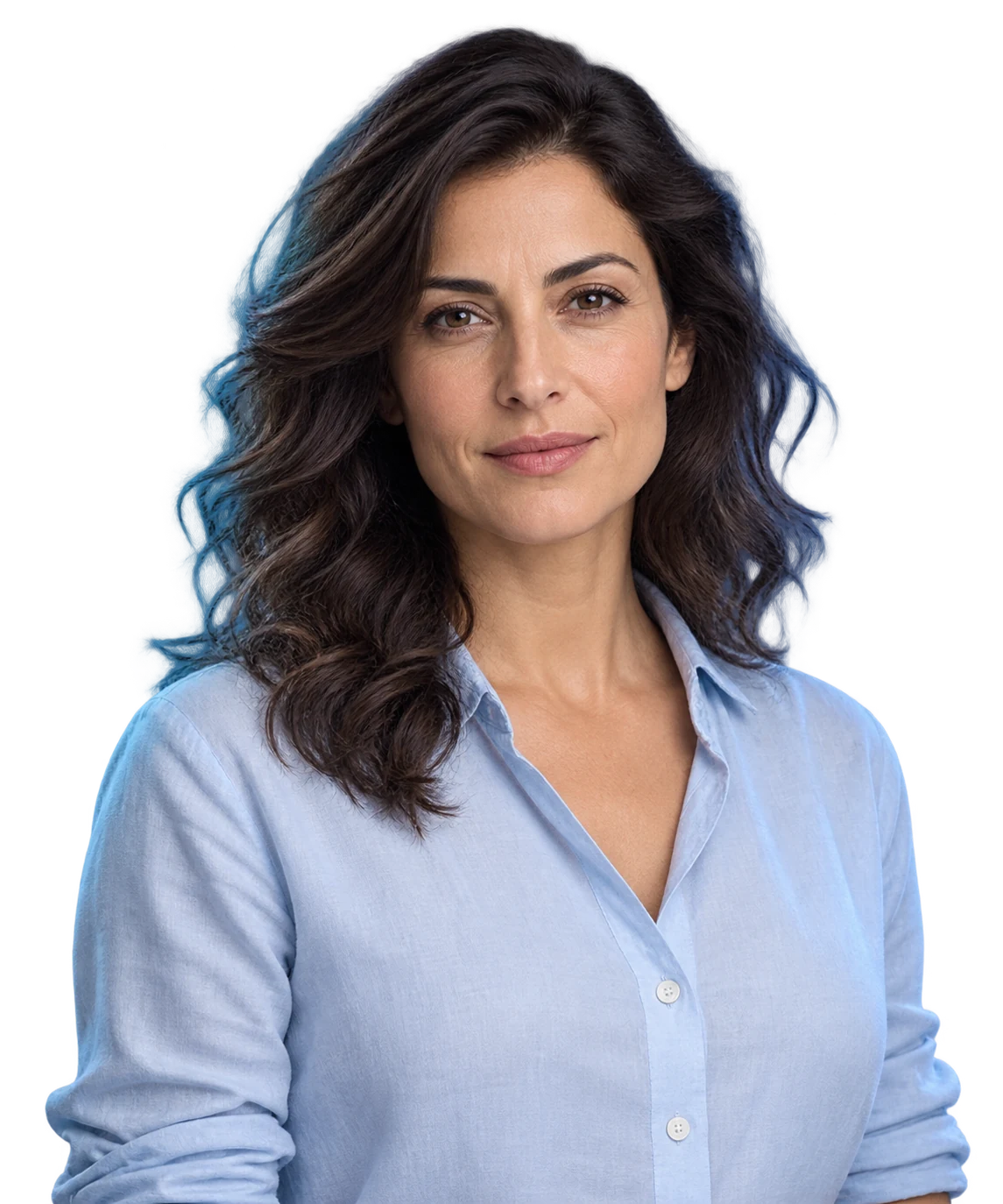 Modelo femenino que representa la valoración médica de la piel